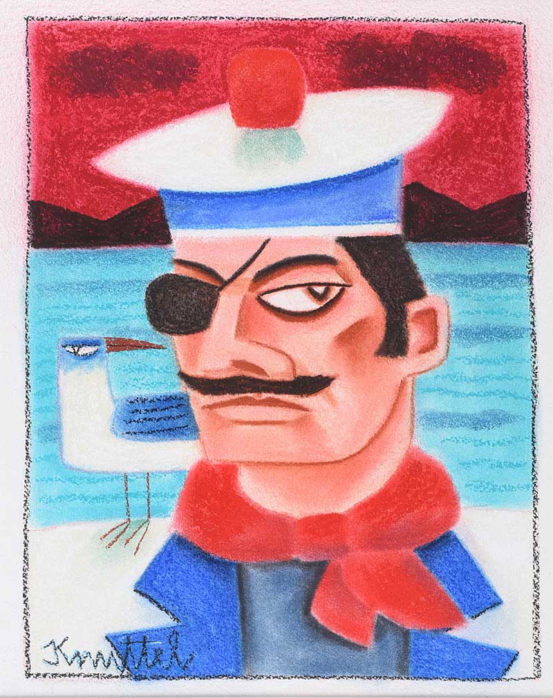 Graham Knuttel - SAILOR - Mixed Media - 18 x 14 inches - Signed