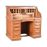 VICTORIAN OAK ROLL TOP DESK