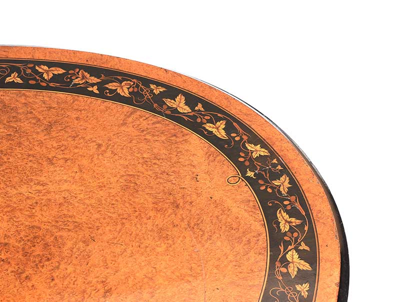 VICTORIAN WALNUT & EBONY OVAL CENTRE TABLE - Image 3 of 7