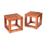 PAIR OF HARDWOOD LAMP TABLES