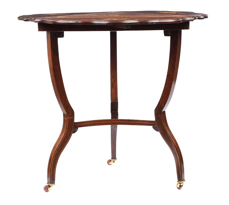 EDWARDIAN INLAID ROSEWOOD DROP LEAF TABLE - Image 8 of 9