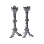 PAIR OF ORNATE BRONZE CANDLESTICKS