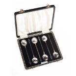 SET OF CASED STERLING SILVER COFFEE BEAN HANDLED SPOONS