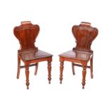 PAIR OF VICTORIAN MAHOGANY HALL CHAIRS