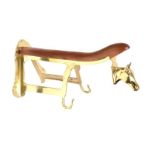 BRASS & MAHOGANY SADDLE STAND