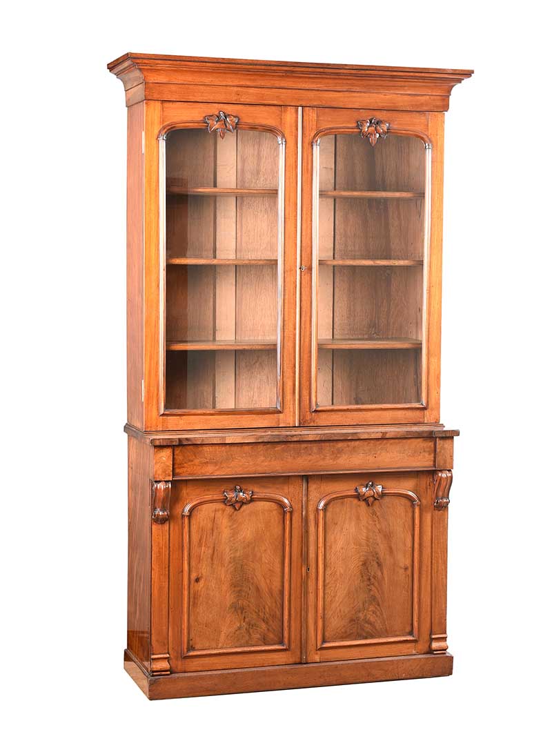 VICTORIAN MAHOGANY TWO DOOR BOOKCASE