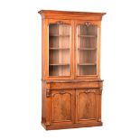 VICTORIAN MAHOGANY TWO DOOR BOOKCASE