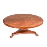 SIX FOOT CIRCULAR WALNUT DINING ROOM TABLE