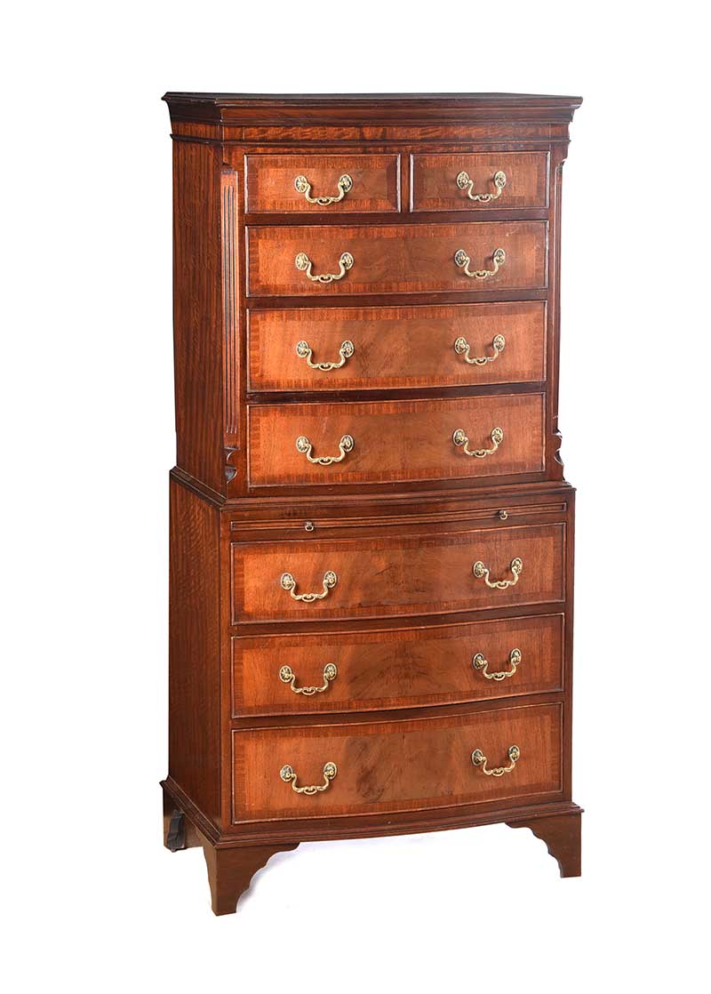 EDWARDIAN MAHOGANY CHEST ON CHEST