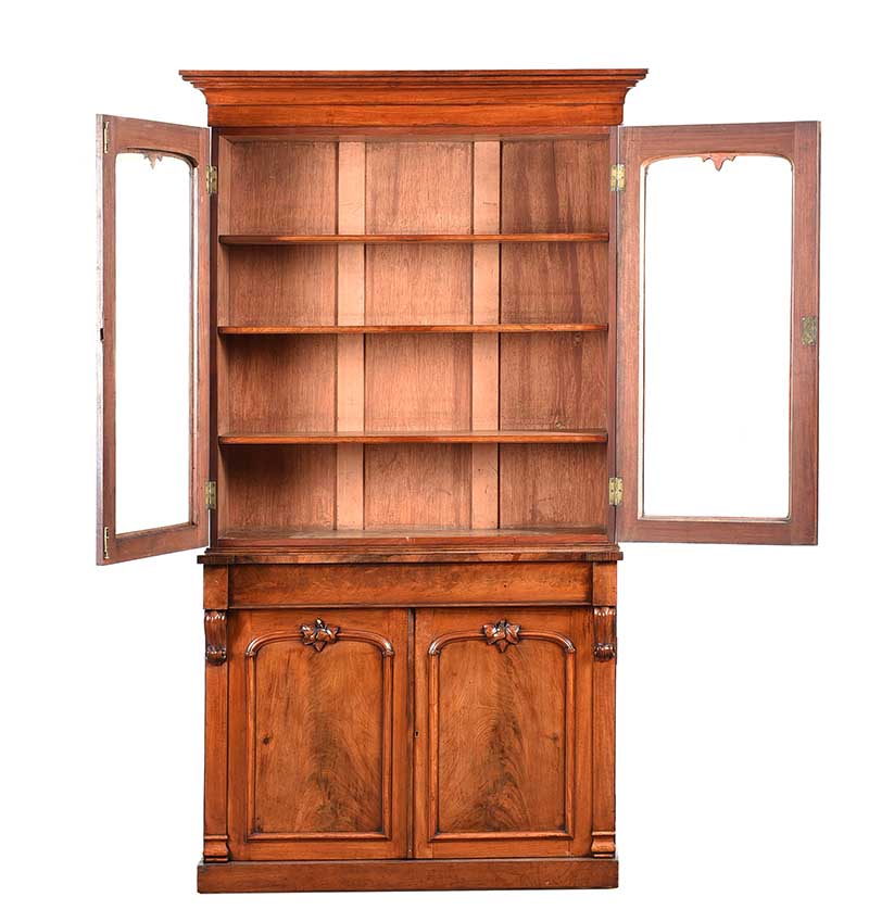 VICTORIAN MAHOGANY TWO DOOR BOOKCASE - Image 7 of 8