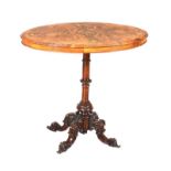 VICTORIAN INLAID WALNUT OVAL LAMP TABLE