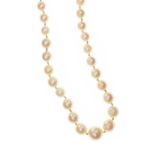 VINTAGE STRAND OF GRADUATED CULTURED PEARLS WITH STERLING SILVER CLASP