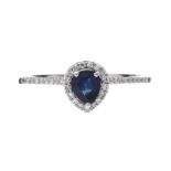 18CT WHITE GOLD SAPPHIRE AND DIAMOND RING