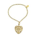 GOLD-PLATED STERLING SILVER BRACELET WITH CUBIC ZIRCONIA-SET CHARM