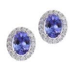 18CT WHITE GOLD TANZANITE AND DIAMOND EARRINGS