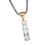 GOLD DIAMOND-SET PENDANT ON STERLING SILVER CHAIN