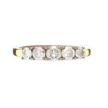 9CT GOLD FIVE STONE DIAMOND RING