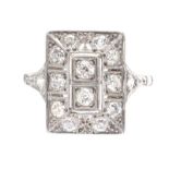 ART DECO PLATINUM DIAMOND TABLET RING