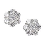 18CT WHITE GOLD DIAMOND CLUSTER EARRINGS