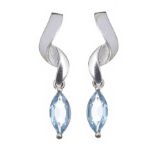 STERLING SILVER DROP EARRINGS SET WITH BLUE TOPAZ