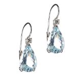 18CT WHITE GOLD AQUAMARINE AND DIAMOND EARRINGS