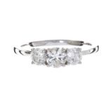 18CT WHITE GOLD THREE STONE DIAMOND RING