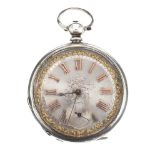 SILVER GENT'S OPEN-FACED POCKET WATCH