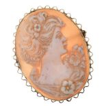 9CT GOLD MOUNTED CAMEO BROOCH