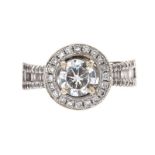 18CT WHITE GOLD DIAMOND HALO CLUSTER RING