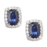 18CT WHITE GOLD SAPPHIRE AND DIAMOND EARRINGS