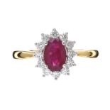 18CT GOLD RUBY AND DIAMOND RING