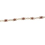 9CT GOLD FANCY-LINK BRACELET SET WITH GARNET