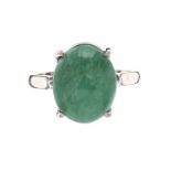14CT WHITE GOLD RING SET WITH JADE BY DESIGNER ASTOR