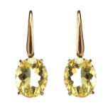 18CT GOLD YELLOW STONE EARRINGS