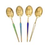 FOUR MEKA STERLING SILVER GOLD PLATED SPOONS