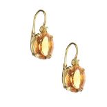 18CT GOLD CITRINE AND YELLOW DIAMOND EARRINGS