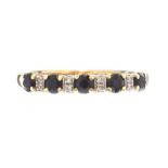 9CT GOLD HALF-ETERNITY RING SET WITH SAPPHIRE AND DIAMOND
