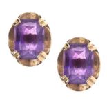 14CT GOLD STUD EARRINGS SET WITH AMETHYST