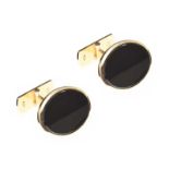 PAIR OF 14CT GOLD ONYX CUFFLINKS