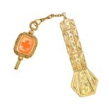 14CT GOLD WATCH WINDER FOB WITH CARNELIAN