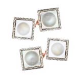 ANTIQUE 9CT GOLD MOTHER-OF-PEARL CUFFLINKS