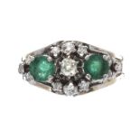 18CT GOLD EMERALD AND DIAMOND CLUSTER RING