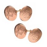 PAIR OF ANTIQUE 9CT ROSE GOLD MASONIC CUFFLINKS