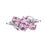 10CT WHITE GOLD RING SET WITH PINK AND COLOURLESS TOPAZ