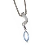 STERLING SILVER DROP PENDANT AND CHAIN SET WITH BLUE TOPAZ