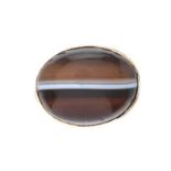 GOLD-TONE METAL RING SET WITH BANDED AGATE