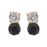 9CT GOLD EARRINGS SET WITH SAPPHIRE AND CUBIC ZIRCONIA EARRINGS