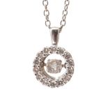 9CT WHITE GOLD DIAMOND CLUSTER PENDANT AND CHAIN