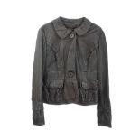 SPORTMAX DARK BROWN LEATHER JACKET