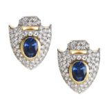 18CT GOLD SAPPHIRE AND DIAMOND EARRINGS